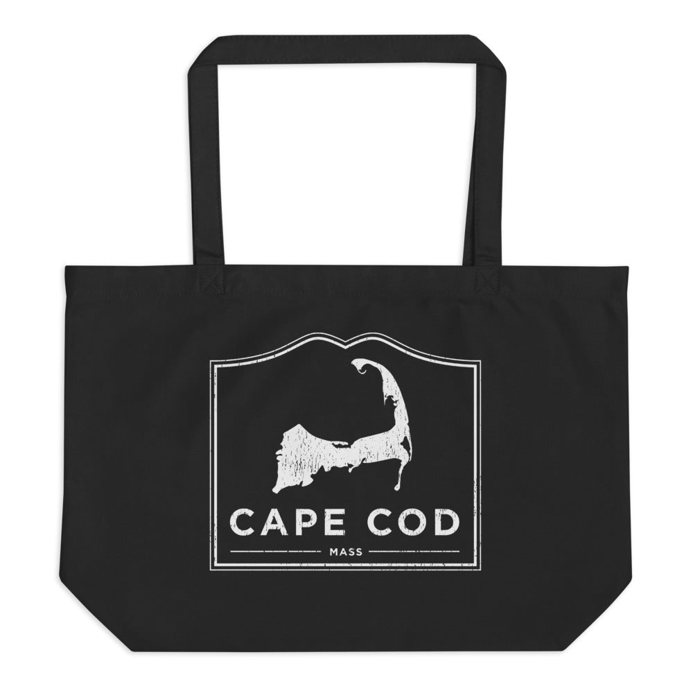 Cape Cod Mass Large Black Tote Bag Vintage Look