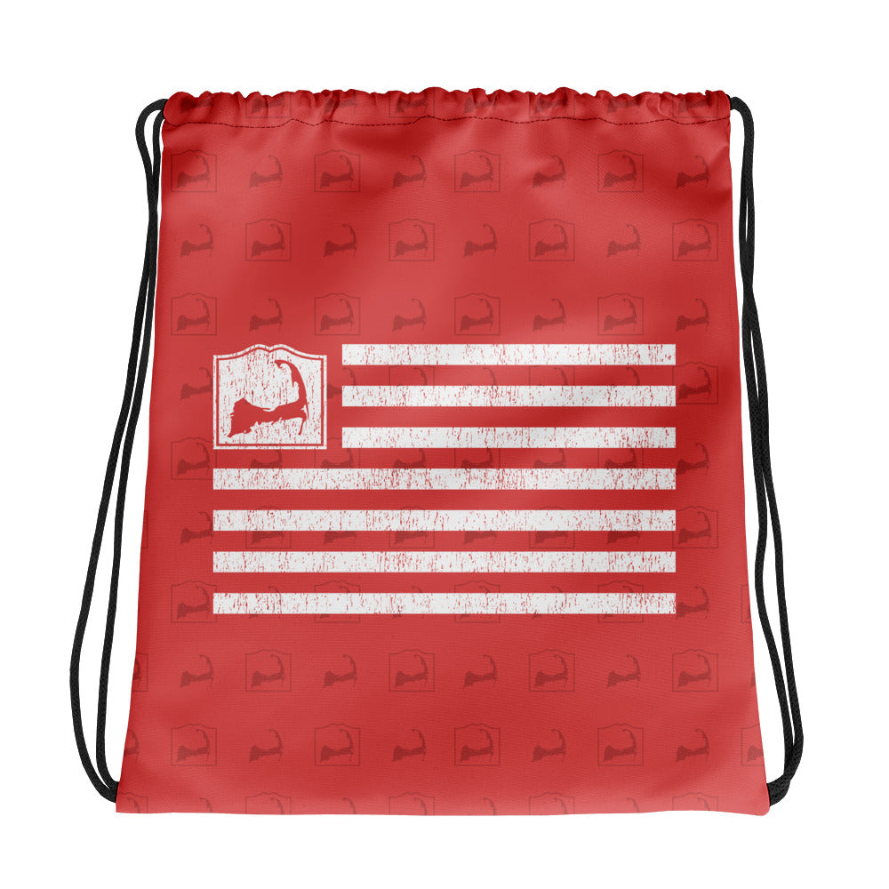 Cape Cod Flag Red Drawstring Backpack