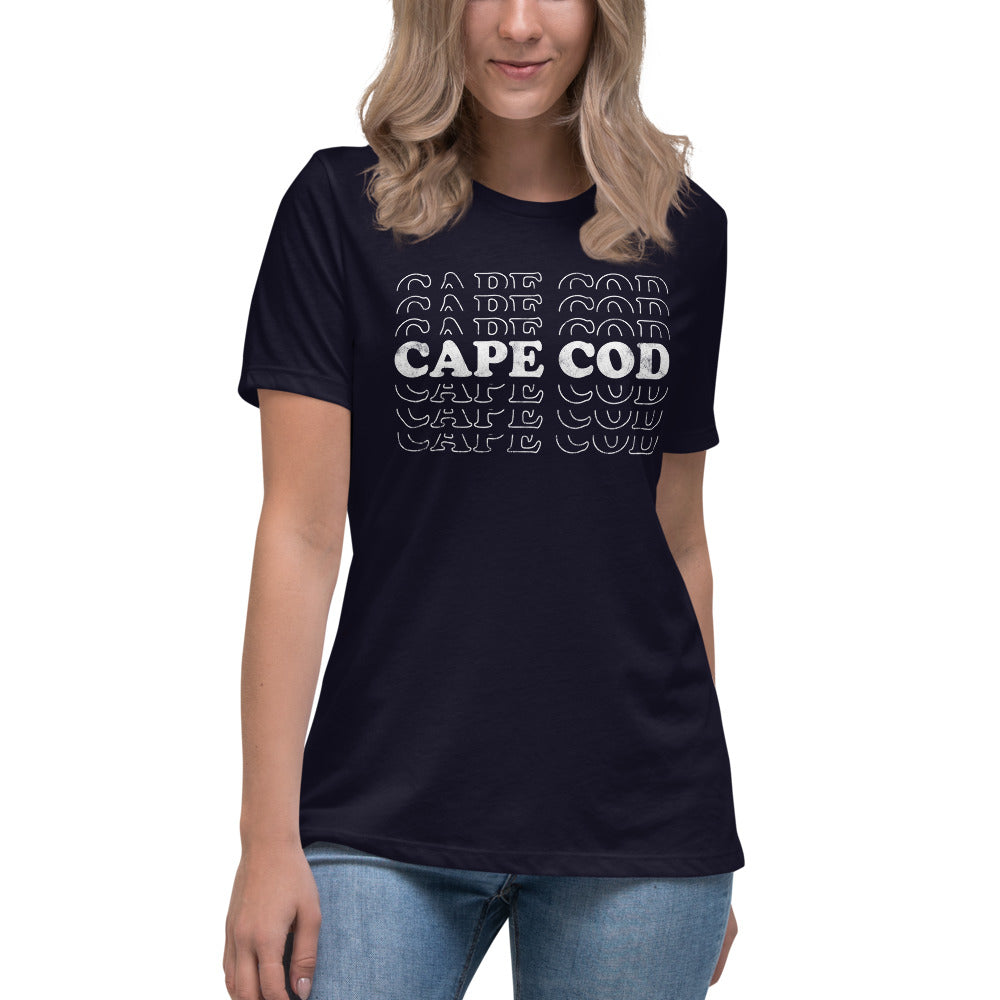 Cape Cod Retro Women's Relaxed T-Shirt, Navy / 2XL